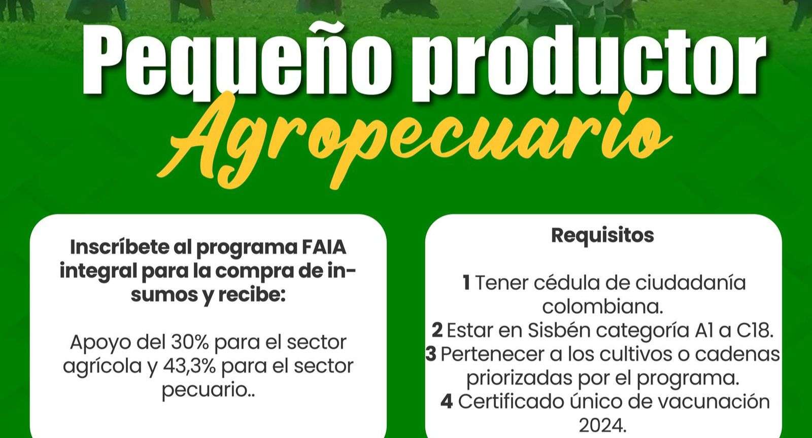 Fúquene fue seleccionado para recibir beneficios del Fondo de Acceso de Insumos Agropecuarios