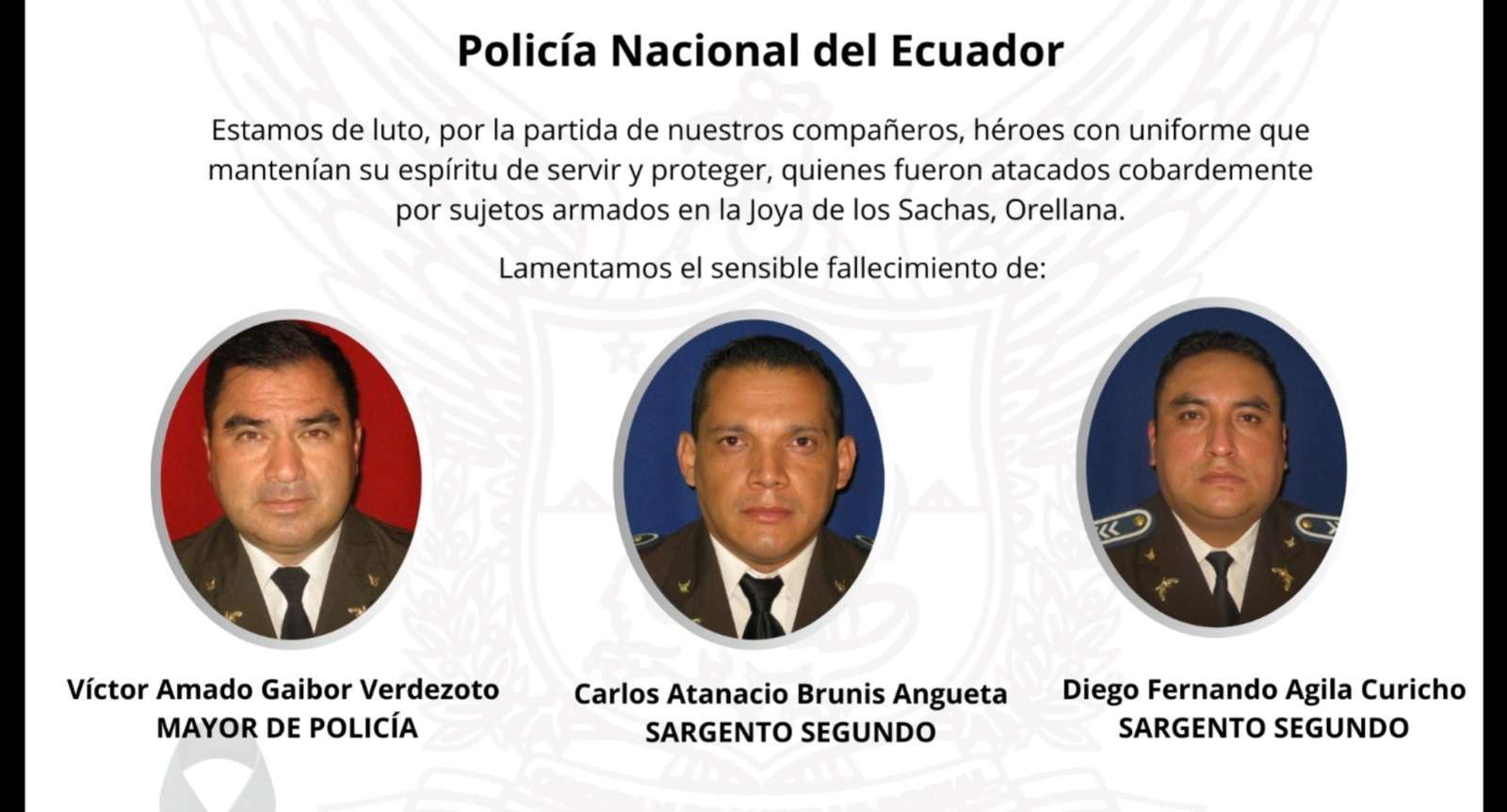 Muerte de tres policías durante enfrentamiento armado