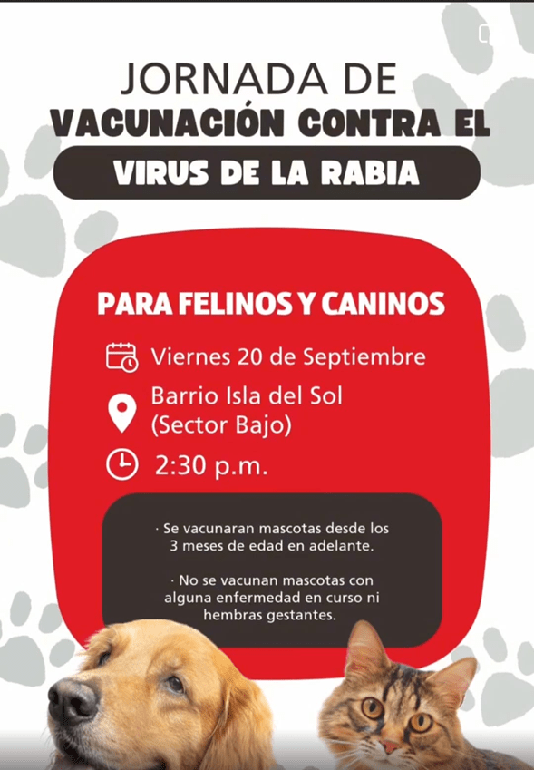 Jornada de vacunación antirrábica en Ricaurte este 20 de septiembre