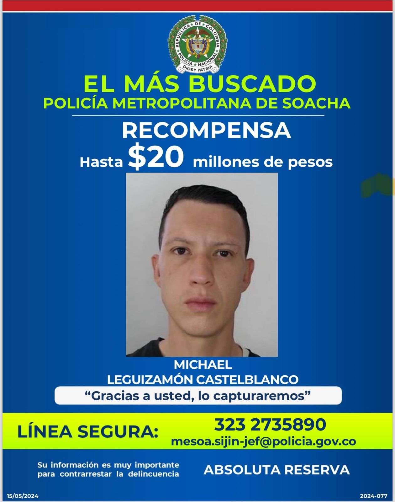 Recompensa de 20 millones para localizar al presunto asesino de Estefanía Franco