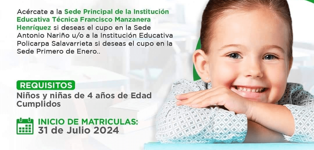 Abiertas las matrículas para grado jardín en Girardot