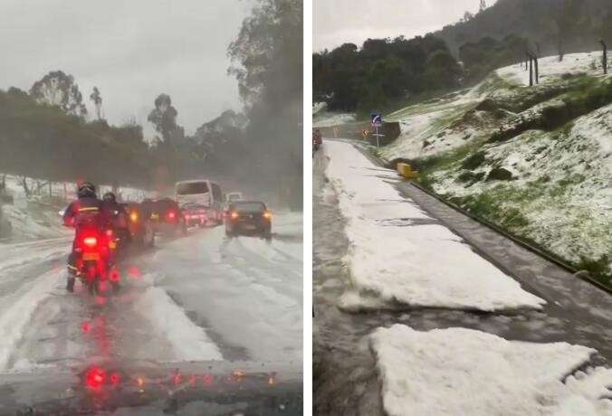 A esta hora se presentan fuertes lluvias en Bogotá, granizadas en La Calera y alertas en Cundinamarca