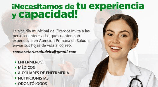 Alcaldía de Girardot convoca a profesionales de la salud para oportunidades laborales